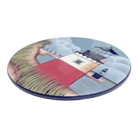 Sakuri By the Sea Hot Plate Lighthouse Beach Sailboats by David Carter Brown - Picture 2 of 7